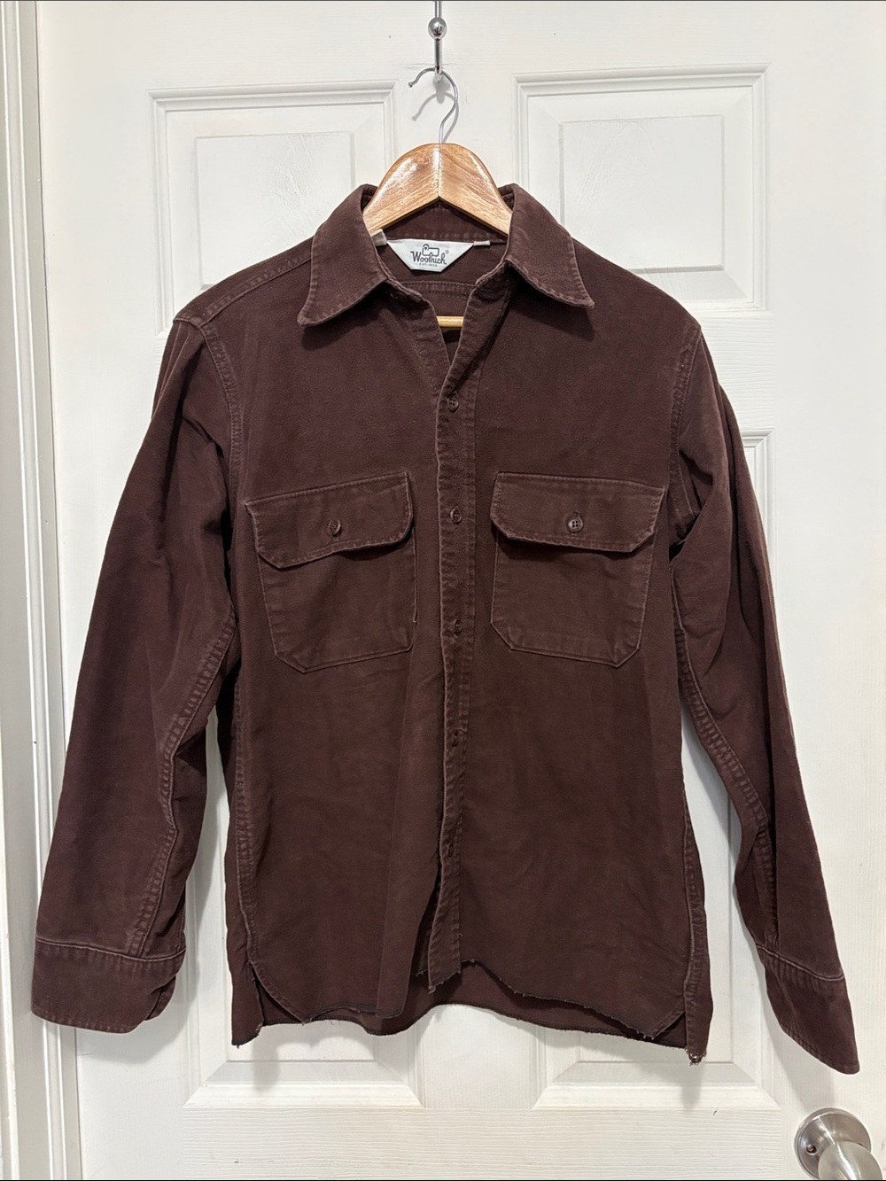 Vintage 70s Woolrich Brown Chamois Cloth Button-Up Shirt